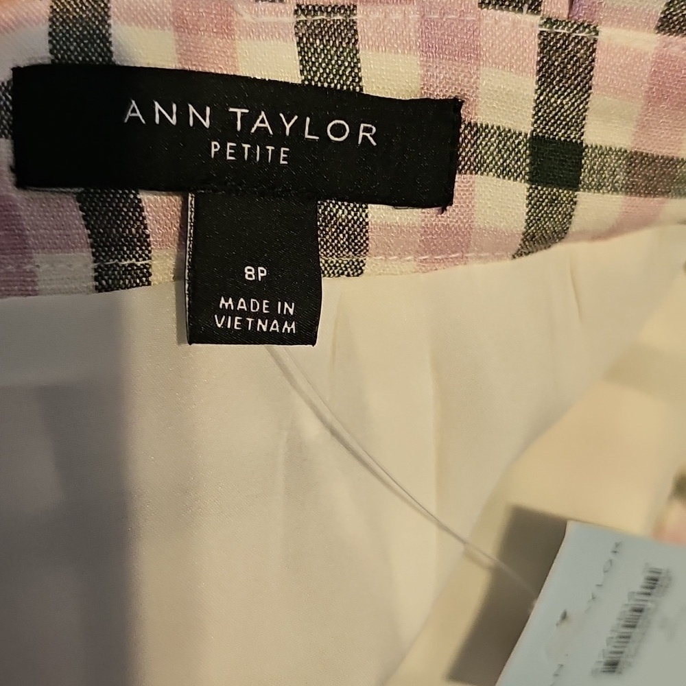 Ann Taylor sz 8 petite green pink paperbag waist summer midi skirt new WSK89 - Picture 6 of 7